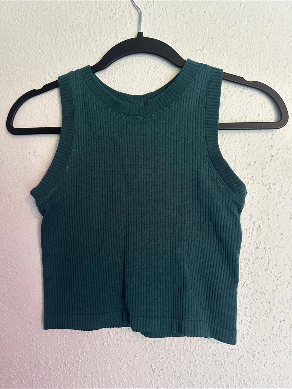 Aura Ribbed Sleeveless Crop Tank - Teal Green